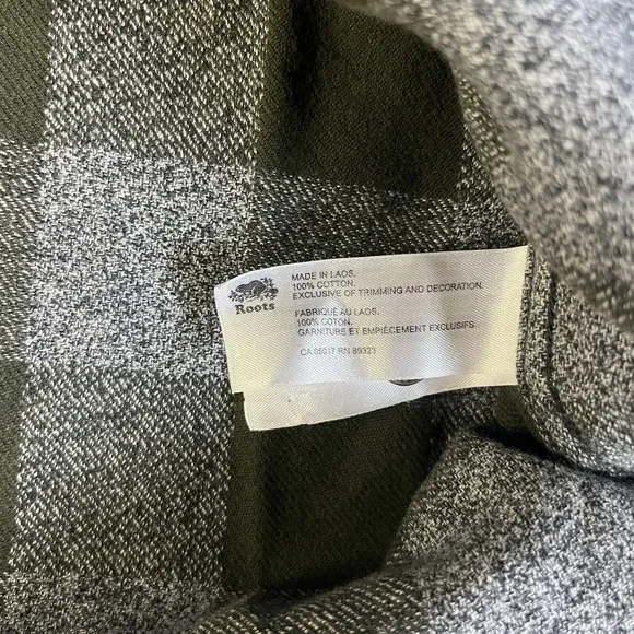 ROOTS Mens Plaid Elbow Patch Flannel Long Sleeve Shirt Size XL Green/Brown - Picture 5 of 7